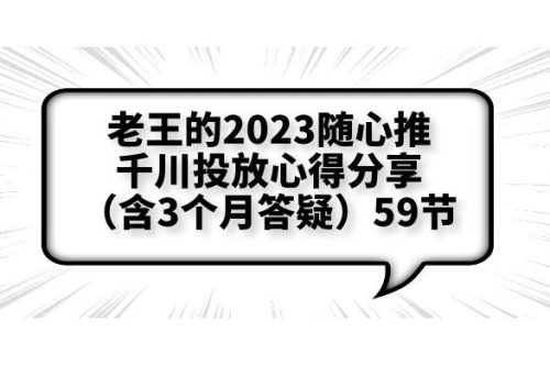 老王的 2023 随心推 + 千川投放心得分享 3 个月答疑「 59 节」